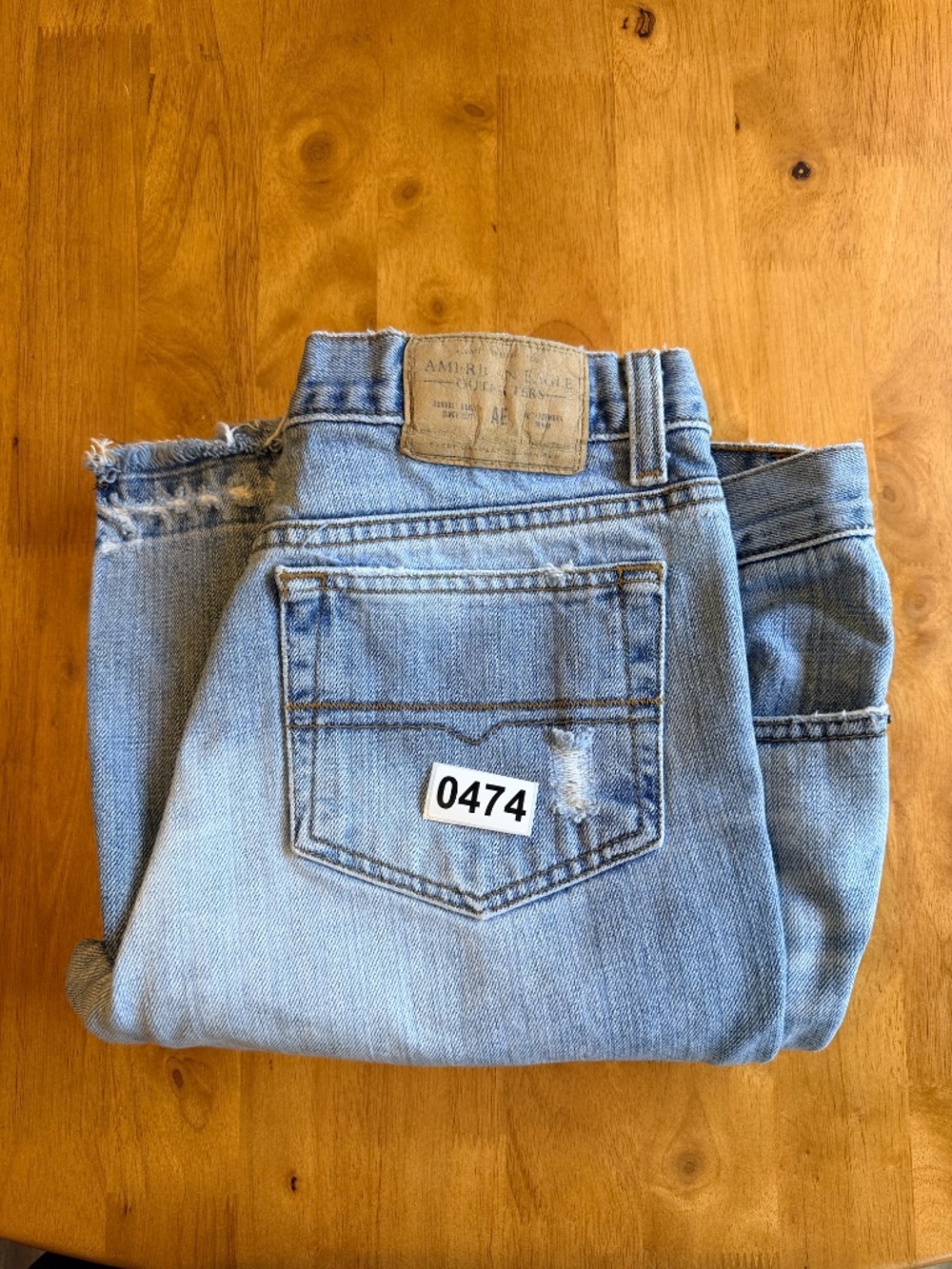American Eagle Distressed Wide Leg Jeans Frayed Hem 10 100% Cotton 474 - Picture 11 of 11